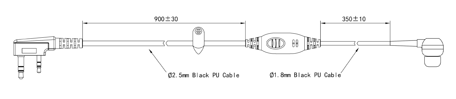 Specification of EM-1928 2 Way Radio Earbud Earpiece with Inline Microphone and Push to Talk