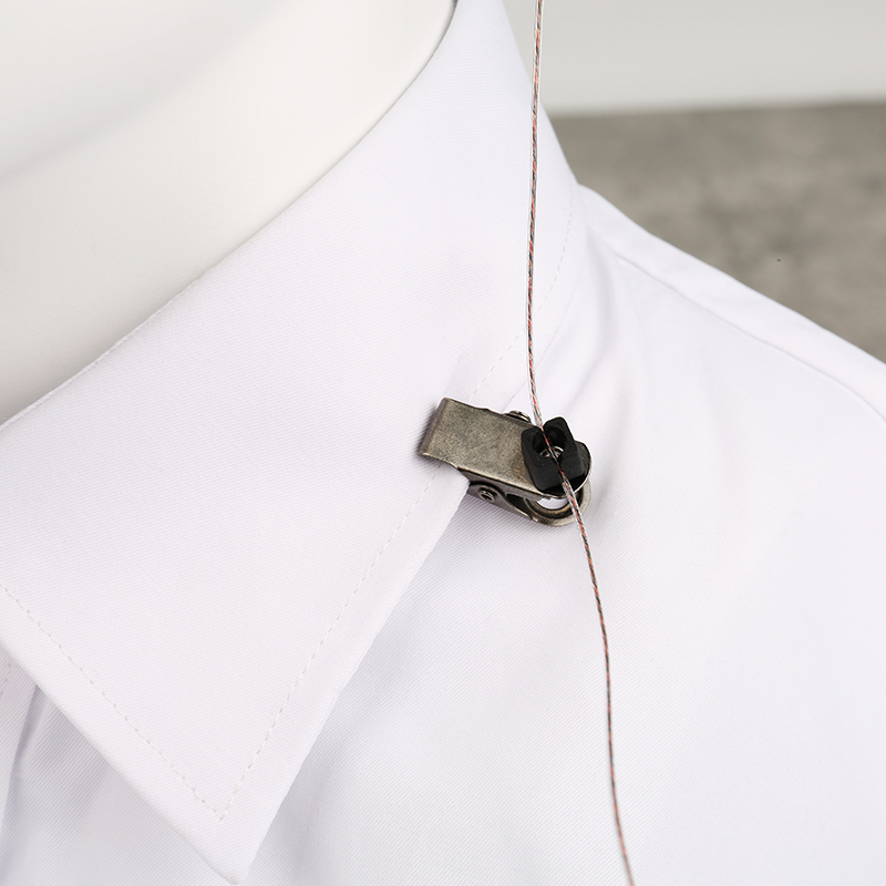 E 47 earpiece with 360 degree rotatable shirt clip securely attached to shirts, uniforms and vests, preventingthe earpiece from falling during running or chasing