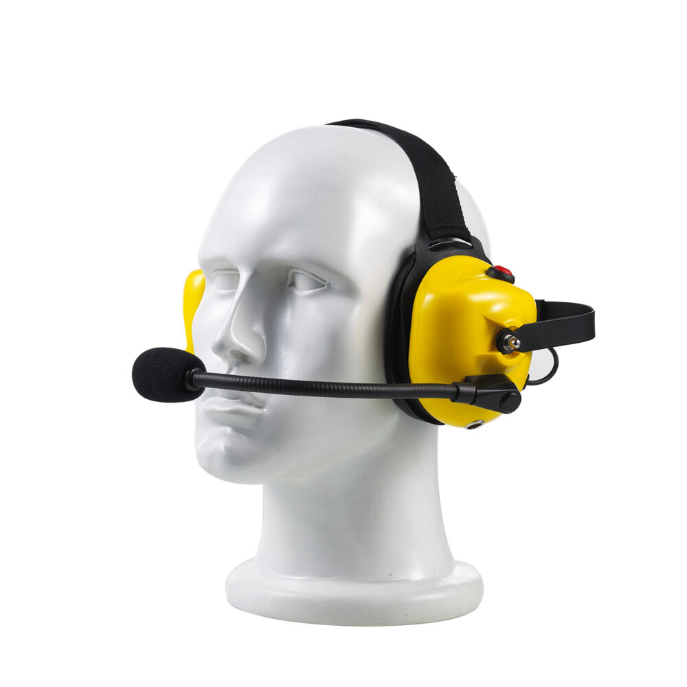 Professional wearing the B-50Q noise-cancelling microphone headset