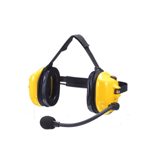 B-50Q yellow behind-the-head noise reduction headset with push-to-talk button
