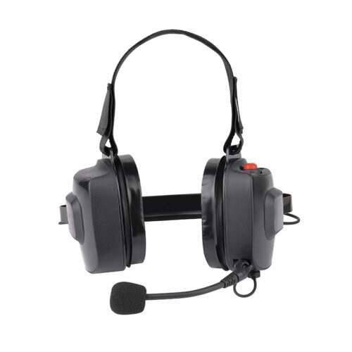 Racing radios headset B-60Q with flexible mic, front view.