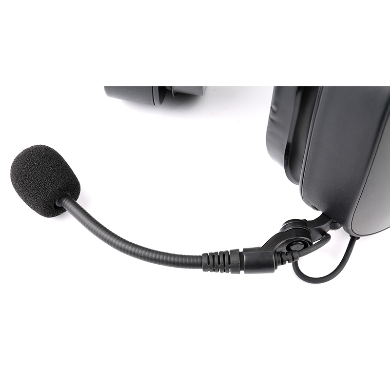 Close-up detail of B-60Q racing radios headsets with specially designed flexible mic