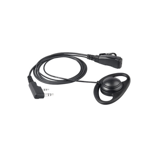 EM-3227 two-way radio earphones with D-shaped ear hook, fitting the ear shape more closely