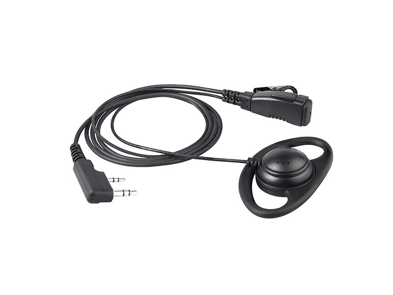 EM-3227 two-way radio earphones with D-shaped ear hook, fitting the ear shape more closely