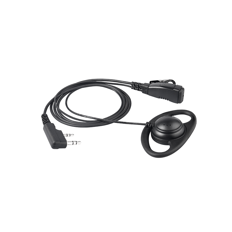 EM-3227 two-way radio earphones with D-shaped ear hook, fitting the ear shape more closely