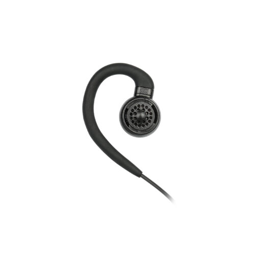 EM 3449 radio ear piece showing the ear hook without ear tips attached