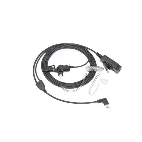 EM-4238 clear acoustic tube earpiece with Type-C connector, compatible with smartphones, computers, and tablets
