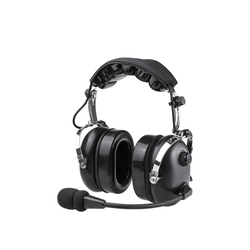 “RAN-1000AQ Radio Headset with XLR 5Pin Jack, 45° angle view with flexible boom mic