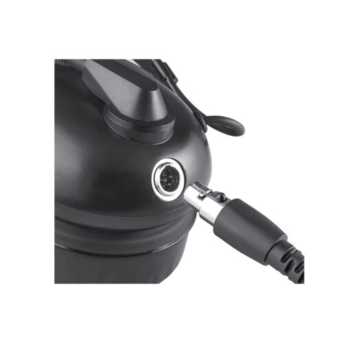 RAN-1000AQ heavy duty radio headphone with a mini XLR 5-pin jack located under one earcup