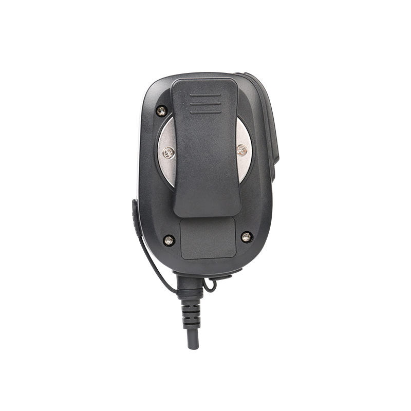 Black shoulder microphone with clip attachment