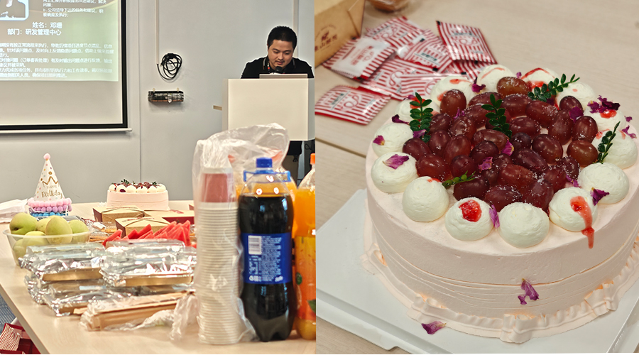 Celebratory food and birthday cake