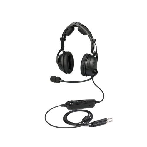 PH-600A ANR Bluetooth Aviation Headsets Full view of PH-600A ANR Aviation Headsets with Bluetooth, featuring cable and dual plugs