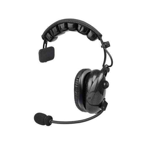 RAN-1000CF single-muff carbon fiber broadcast headset used for film crews, live broadcasting, and studio production