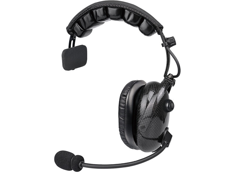 RAN-1000CF single-muff carbon fiber broadcast headset used for film crews, live broadcasting, and studio production