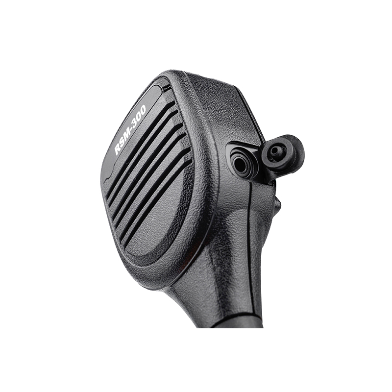 RSM-300 Motorola handheld microphone RSM-300 Motorola handheld microphone showing the 3.5mm jack for listen-only earpiece