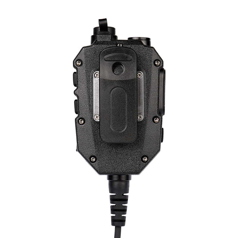 Back view of the RSM-600/CC 2 way radio speaker mic featuring an optional clothing clip Back view of the RSM-600/CC 2 way radio speaker mic featuring an optional clothing clip