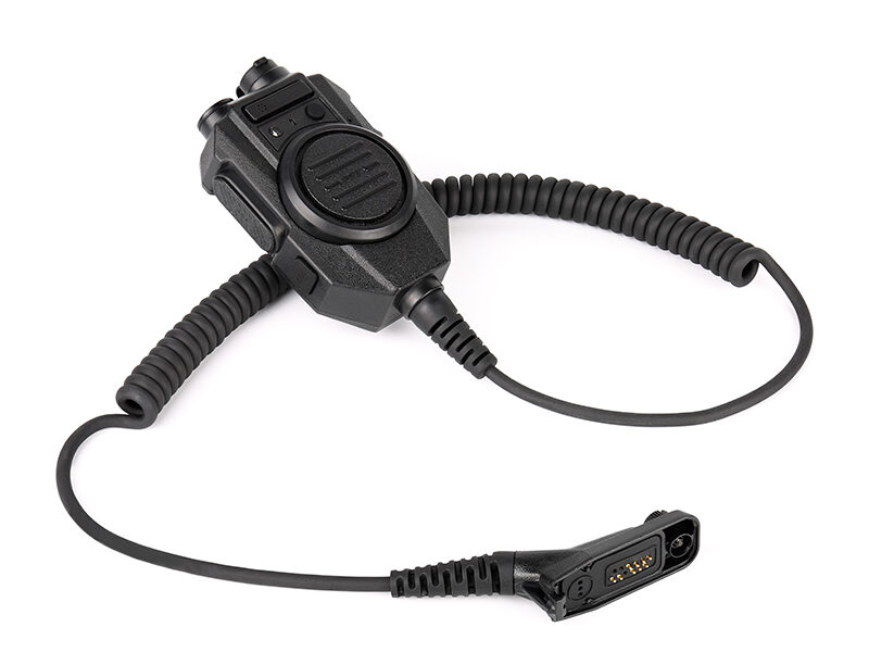 RSM-600 heavy-duty speaker mic with M9 connector, coiled cable, and extra-durable strain relief