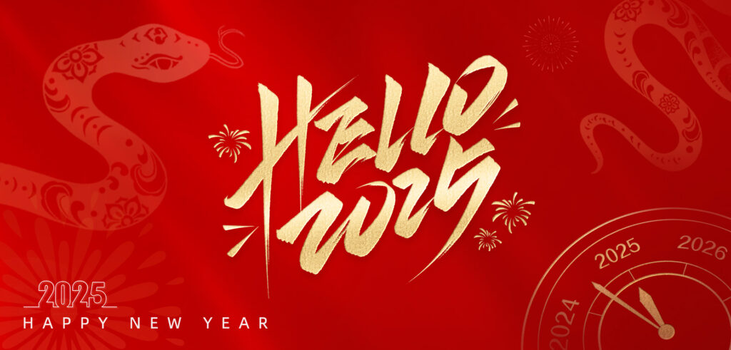 Welcome 2025 message from RayTalk, celebrating the new year