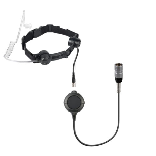 RTM-0340 military throat microphone with soft acoustic tube and cable full view