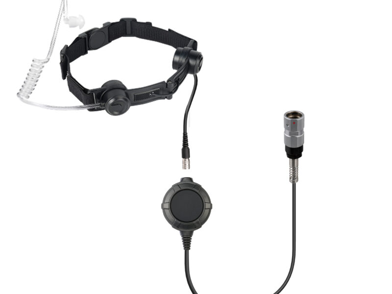 RTM-0340 military throat microphone with soft acoustic tube and cable full view