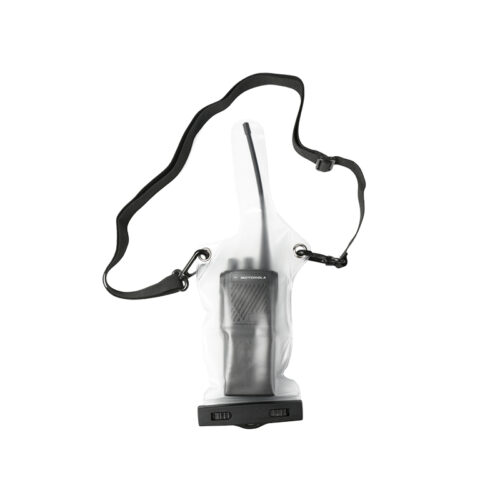 VR-12 waterproof carry case with a walkie-talkie stored inside