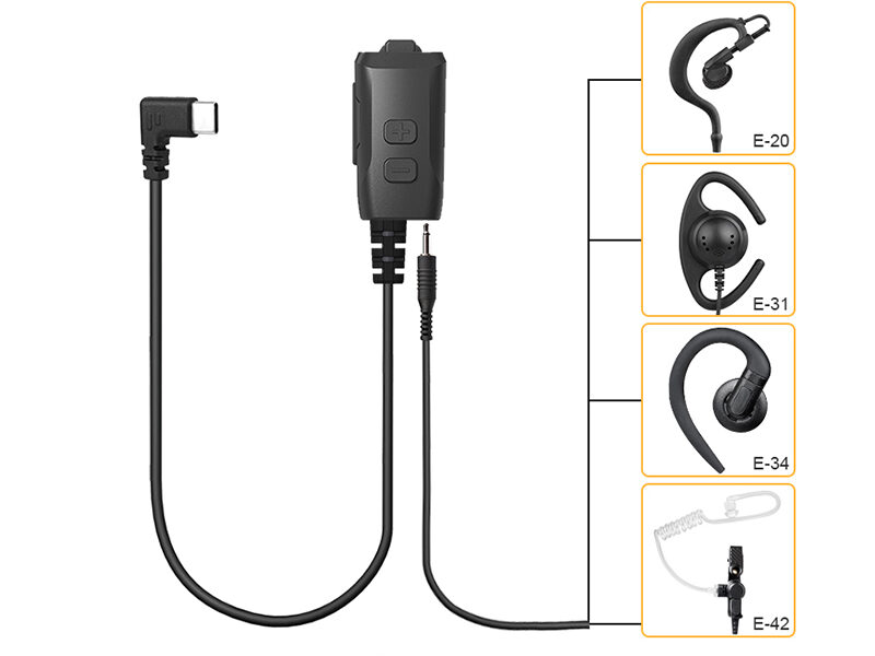 EM-3454 Radio Earpiece with USB-C Plug for PTToC