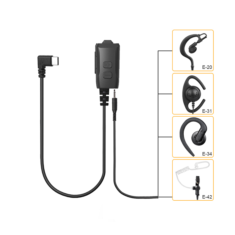 EM-3454 Radio Earpiece with USB-C Plug for PTToC