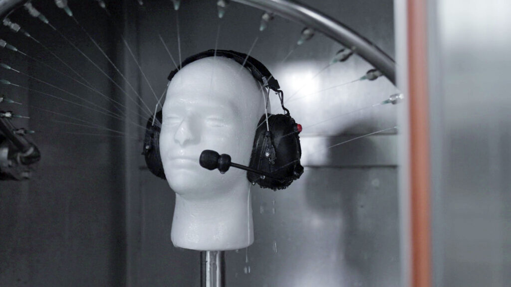 Waterproof testing of two-way radio accessories and aviation headsets